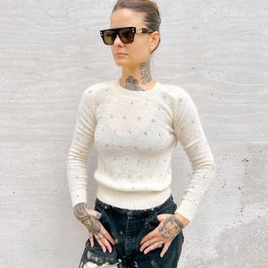 MAJE/Preowned Women's Mohair Wool Blend Crew Neck Sweater Long Sleeve sz 1